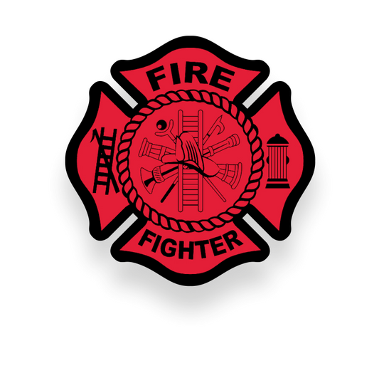 Autoaufkleber - Fire Fighter Rot - Freiwillige Feuerwehr, Berufsfeuerwehr - Notruf - Malteser - Emblem