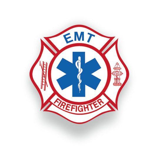Autoaufkleber - EMT Firefighter - Freiwillige Feuerwehr, Berufsfeuerwehr - Notruf - Malteser - Emblem