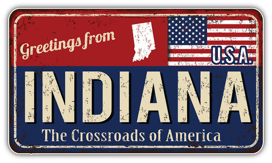 Autoaufkleber USA - Amerika - Reisen - Länder - Greetings from Indiana - US-Farben