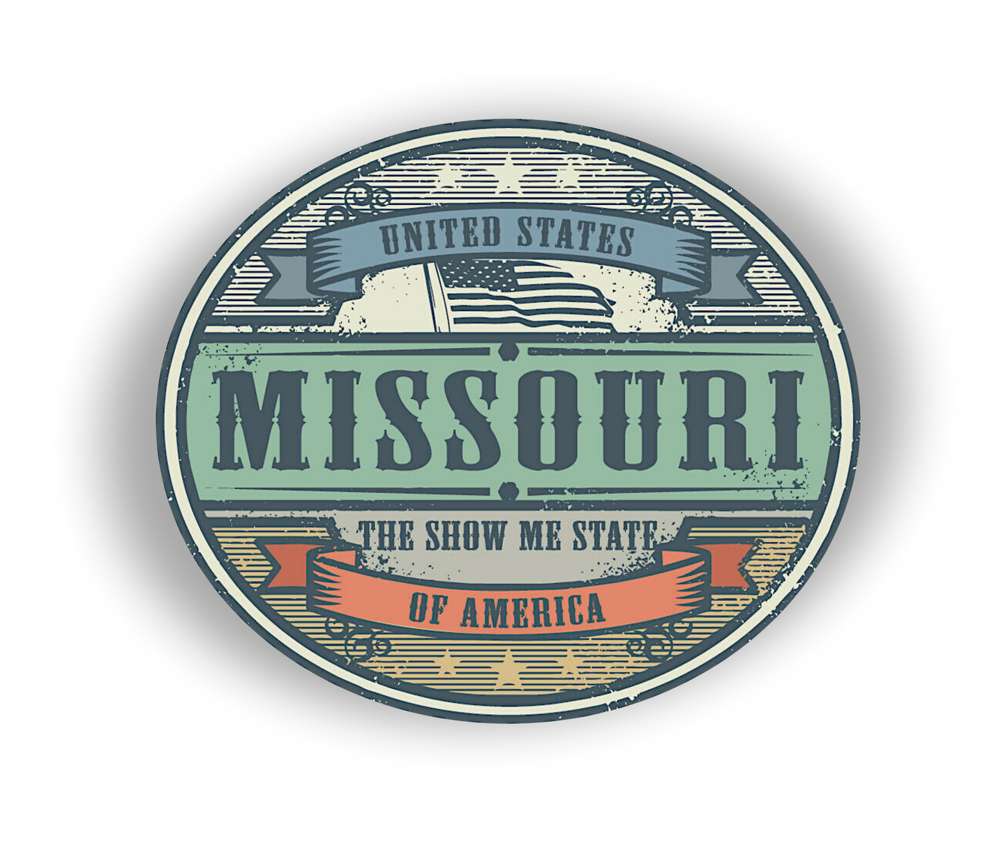 Autoaufkleber USA - Amerika - Reisen - rund - Missouri - Retro