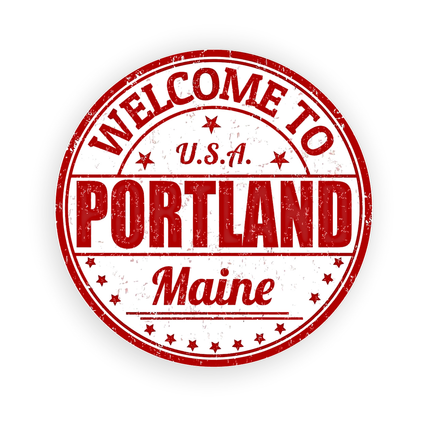 Autoaufkleber USA - Amerika - Reisen - rund - Welcome to Portland - Maine - Rot