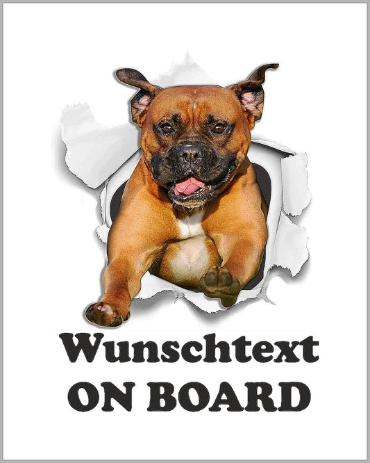 Autoaufkleber - Wunschtext - ON BOARD - Deutscher Boxer