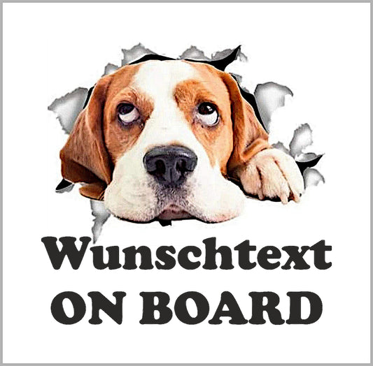 Autoaufkleber - Wunschtext - ON BOARD - Beagle