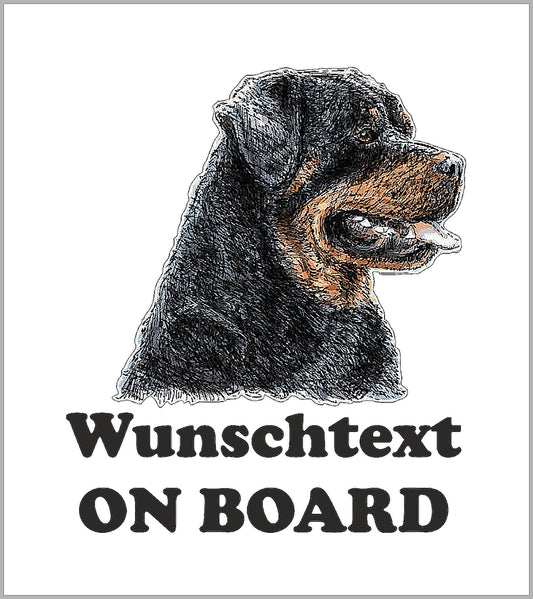 22 Autoaufkleber - Wunschtext - ON BOARD - Boxer - Zeichnung