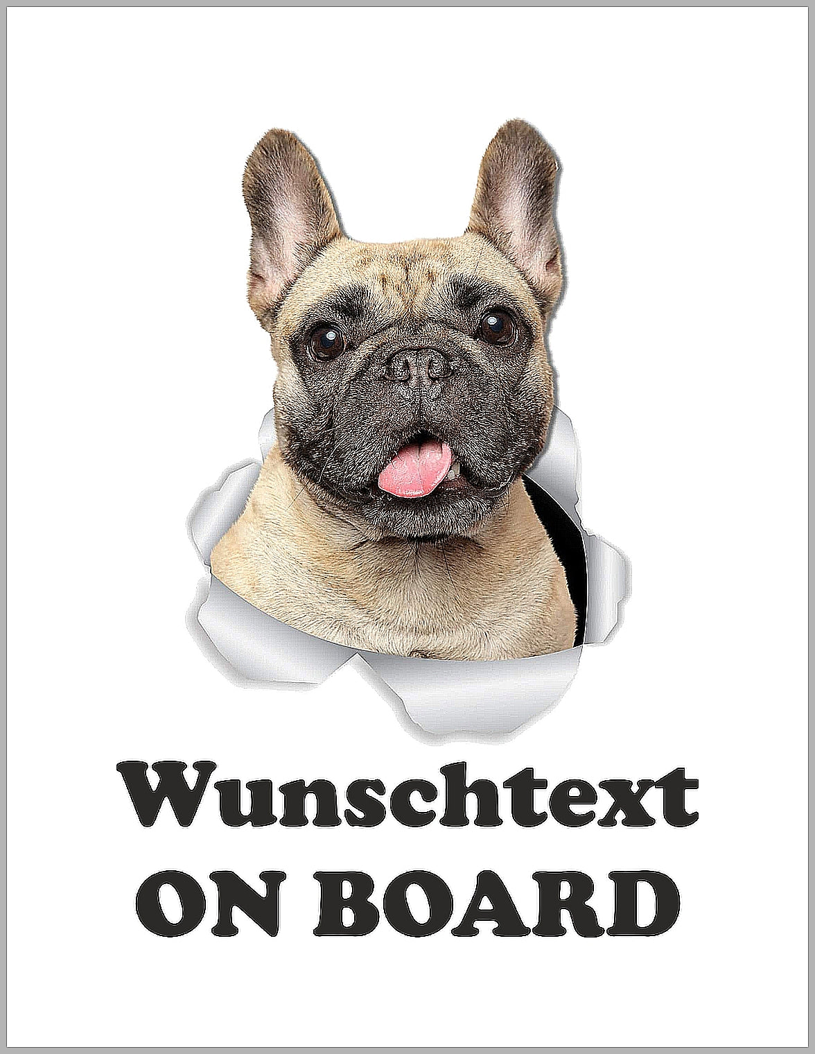 Autoaufkleber - Wunschtext - ON BOARD - Französische Bulldogge