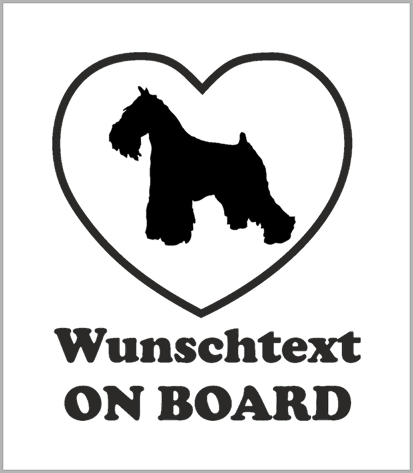 Autoaufkleber - Wunschtext - ON BOARD - Silhouette Herz Riesen Schnauzer