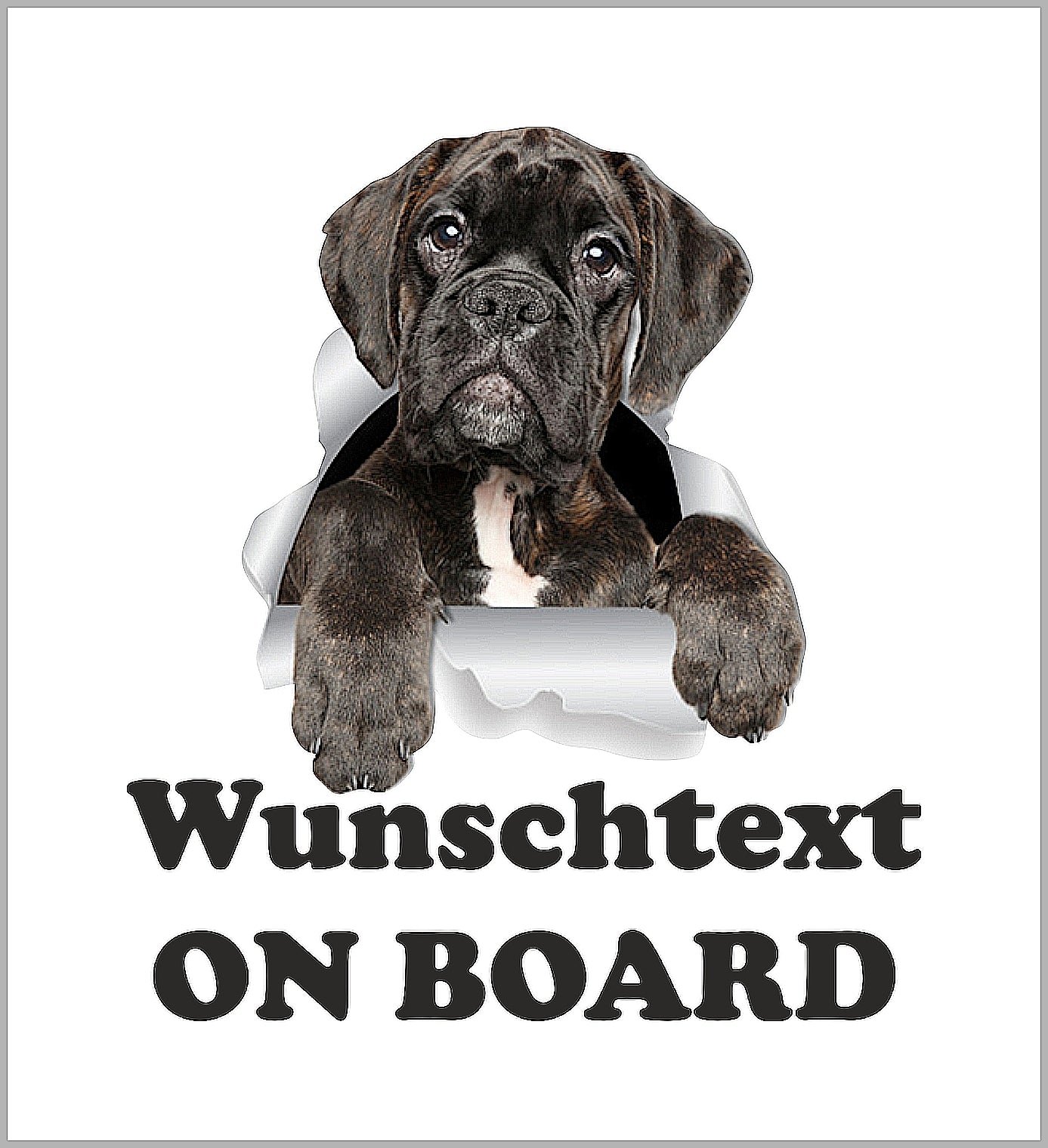 Autoaufkleber - Wunschtext - ON BOARD - Boxer Welpe