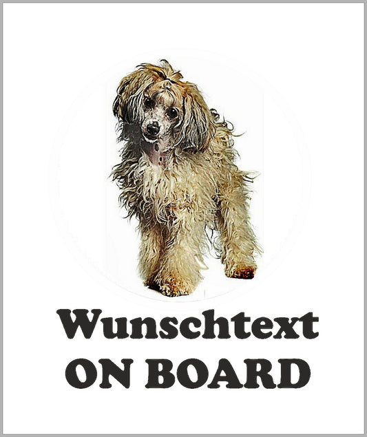 Autoaufkleber - Wunschtext - ON BOARD - Schopfhund