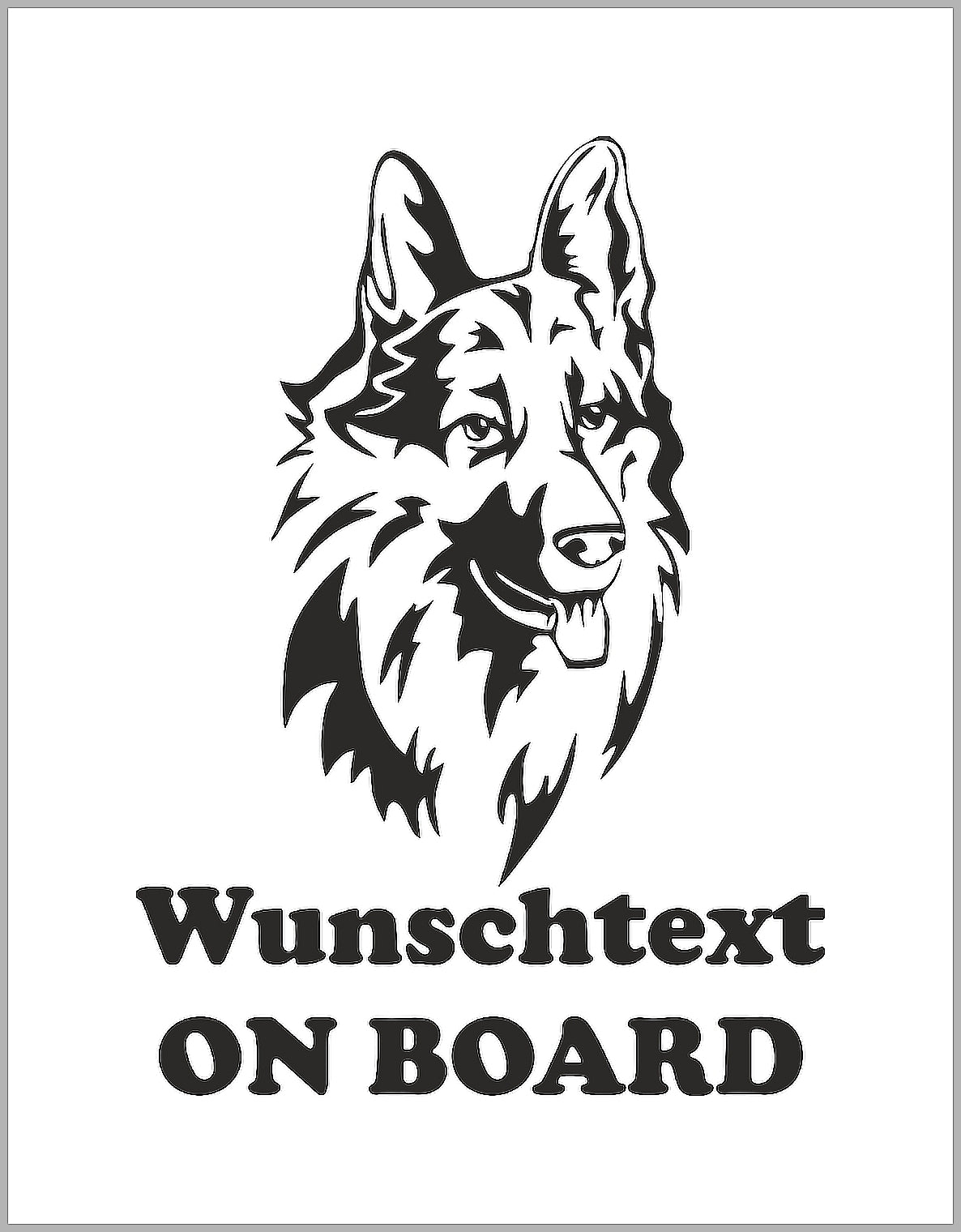 Autoaufkleber - Wunschtext - ON BOARD - Langhaar - Collie, Schäferhund, Australian Shepherd, Berner Sennenhund  etc.
