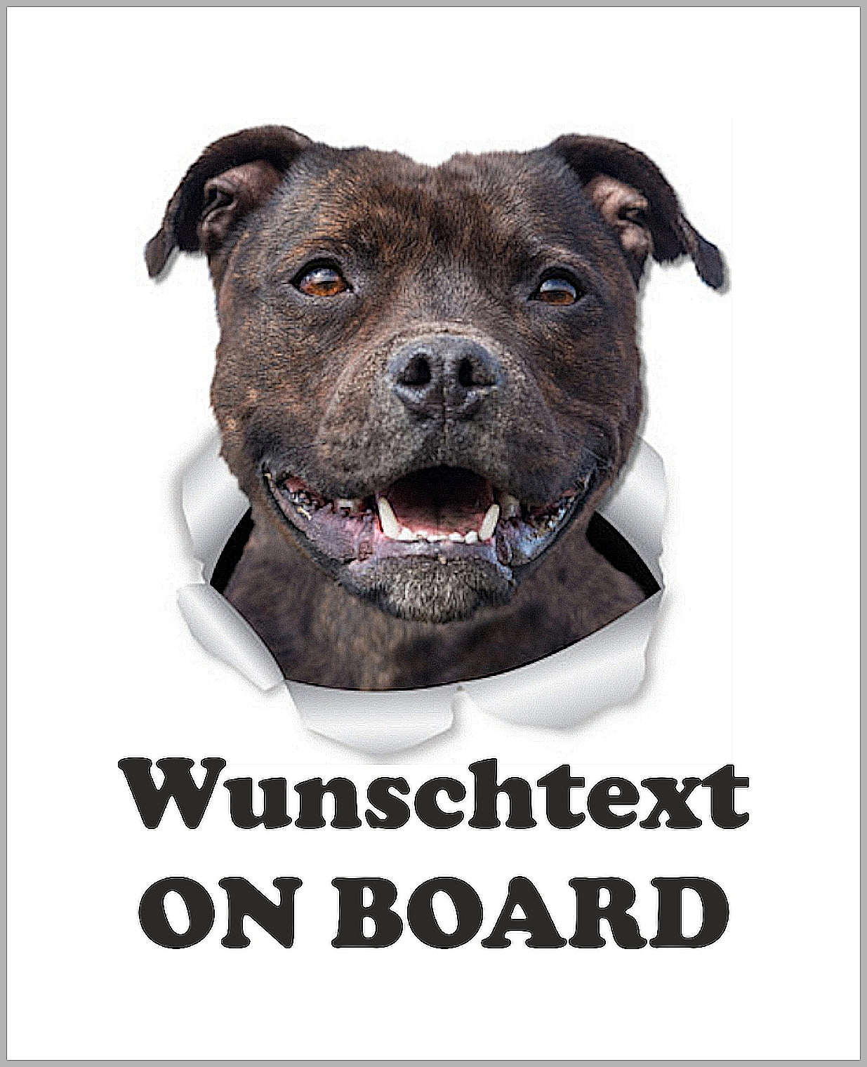 Autoaufkleber - Wunschtext - ON BOARD - Stafford Terrier