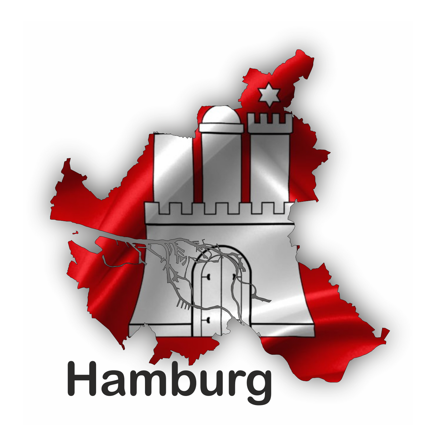 Hamburg Aufkleber - Umriss mit Wappen