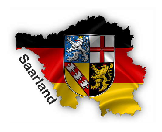 Saarland Aufkleber - Umriss mit Wappen
