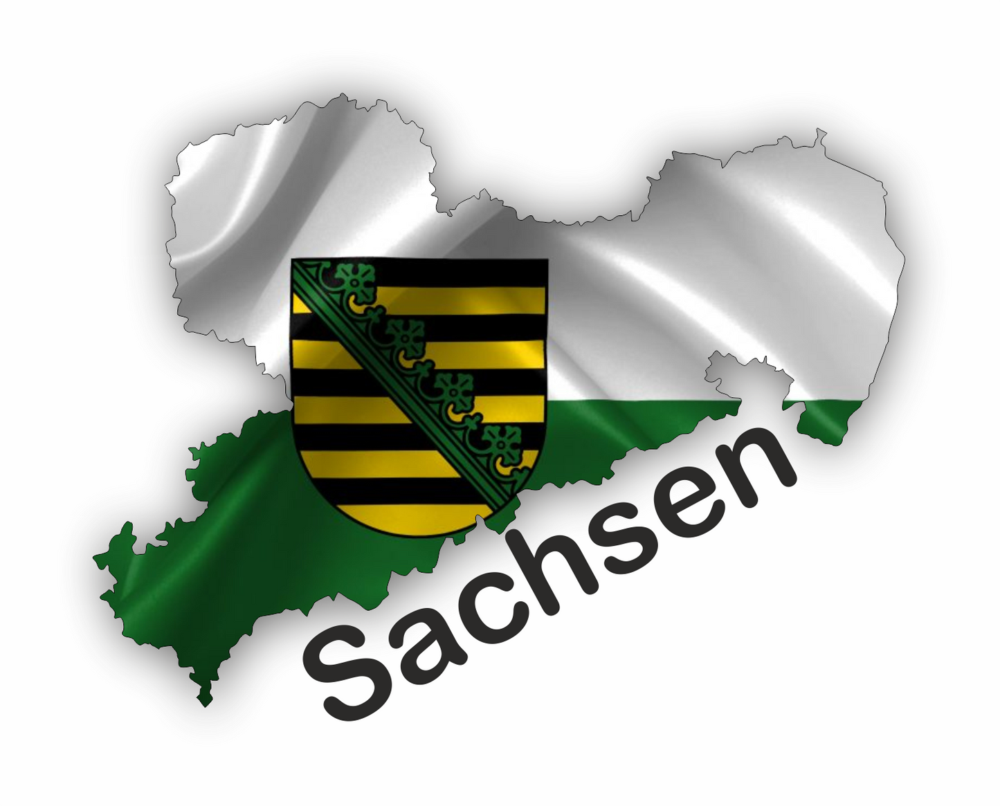 Sachsen Aufkleber - Umriss mit Wappen
