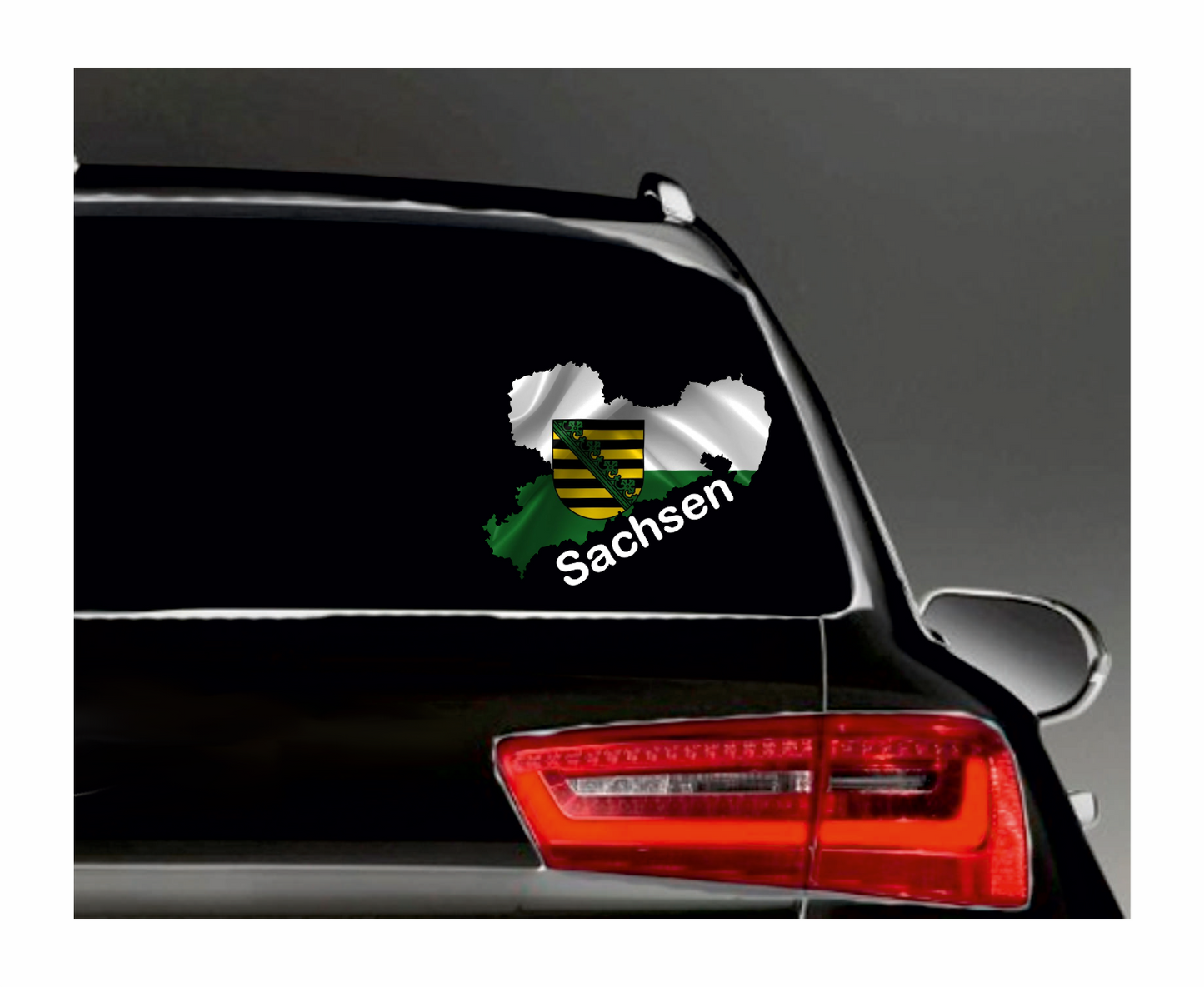 Sachsen Aufkleber - Umriss mit Wappen