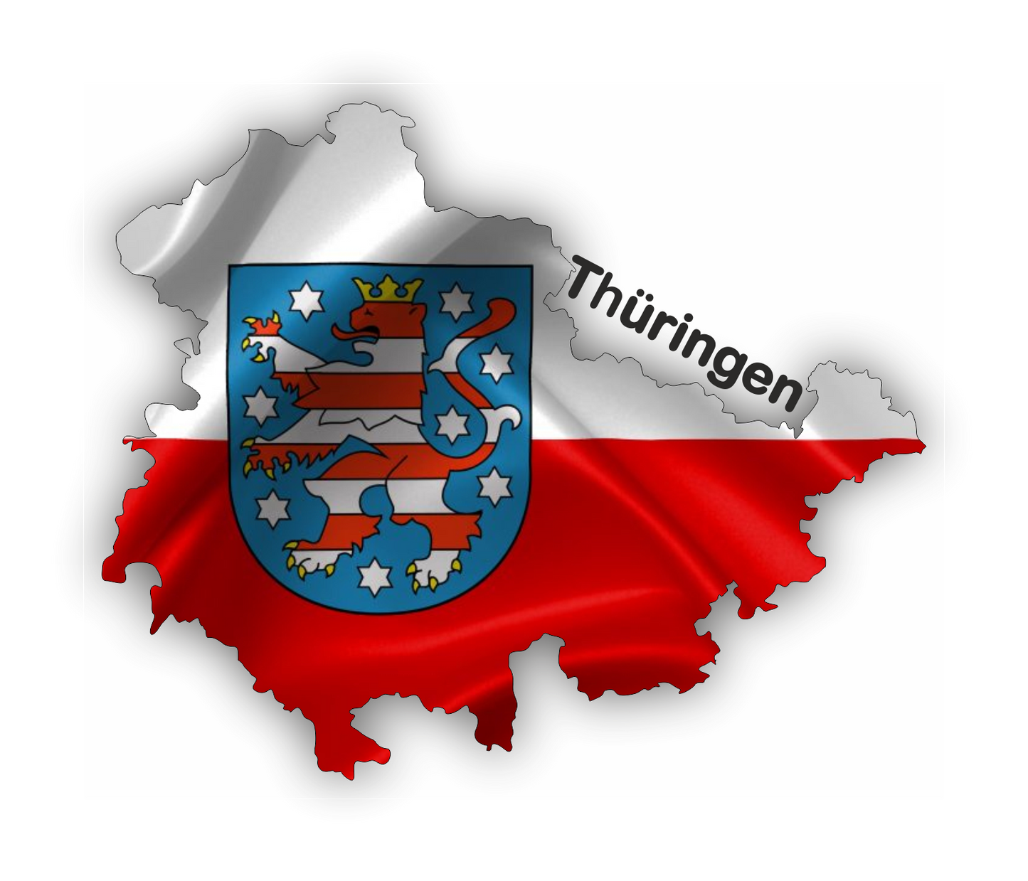 Thüringen Aufkleber - Umriss mit Wappen
