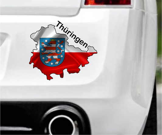 Autoaufkleber Thüringen – Umriss mit Wappen