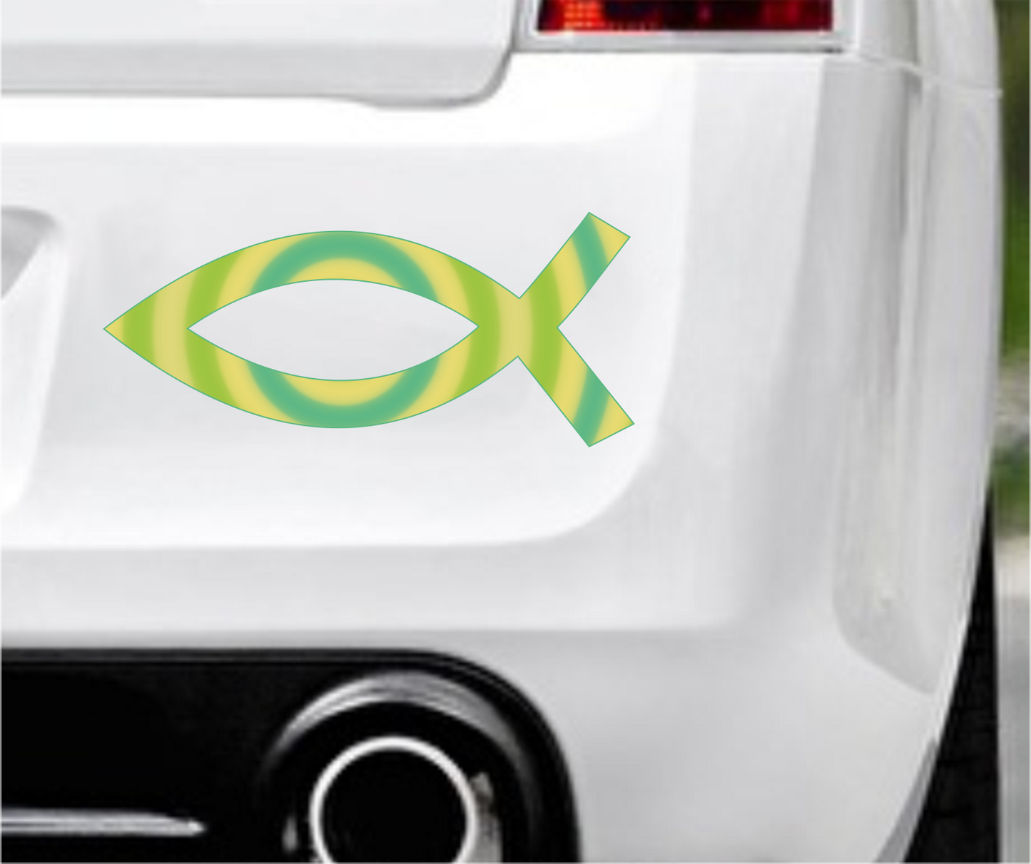 Autoaufkleber Religion - Glaube - Sign - Fisch - Grün -Ringe