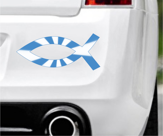 Autoaufkleber Religion - Glaube - Sign - Fisch - Blau - Weiß