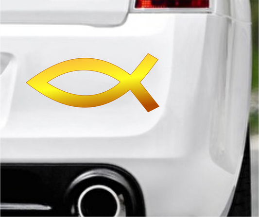 Autoaufkleber Religion - Glaube - Sign - Fisch - Gold - Gelb