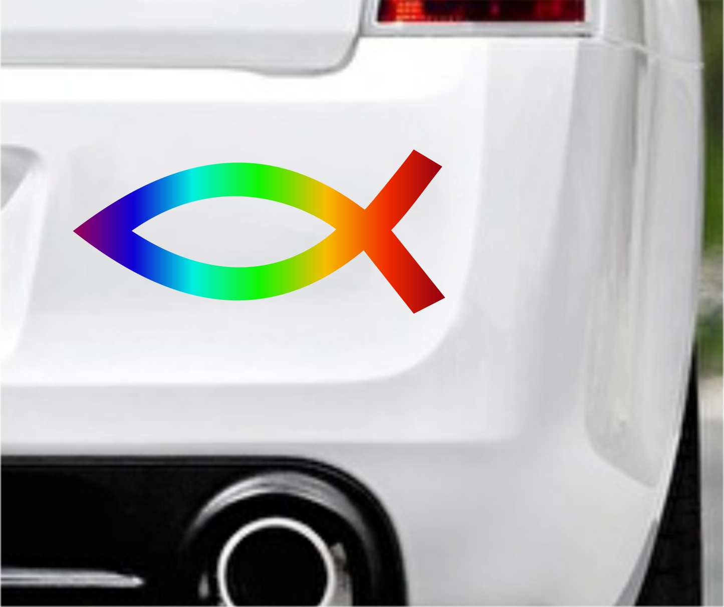 Autoaufkleber Religion - Glaube - Sign - Fisch - Regenbogen Verlauf