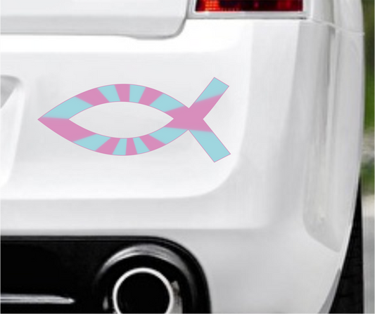 Autoaufkleber Religion - Glaube - Sign - Fisch - Rosa - Blau