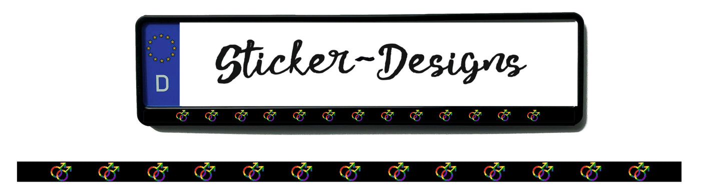 Autoaufkleber Kennzeichenstreifen - 1,5 x 50 cm - Hobby - Tuning - LGBTQ - queer - schwul - Männer - Regenbogen