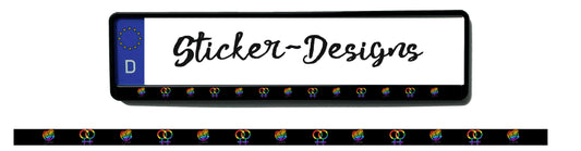 Autoaufkleber Kennzeichenstreifen - 1,5 x 50 cm - Hobby - Tuning - LGBTQ - queer - lesbisch - Frauen - Regenbogen - Love - Herz - bunt