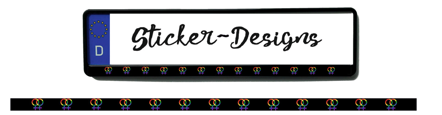 Autoaufkleber Kennzeichenstreifen - 1,5 x 50 cm - Hobby - Tuning - LGBTQ - queer - lesbisch - Frauen - Zeichen - Regenbogen