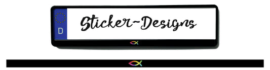 Autoaufkleber Kennzeichenstreifen - 1,5 x 50 cm - Hobby - Tuning - Religion - Glaube - christlicher Fisch - Ichthys - schwarz