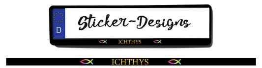 Autoaufkleber Kennzeichenstreifen - 1,5 x 50 cm - Hobby - Tuning - Religion - Glaube - christlicher Fisch - Jesus - Ichthys - schwarz