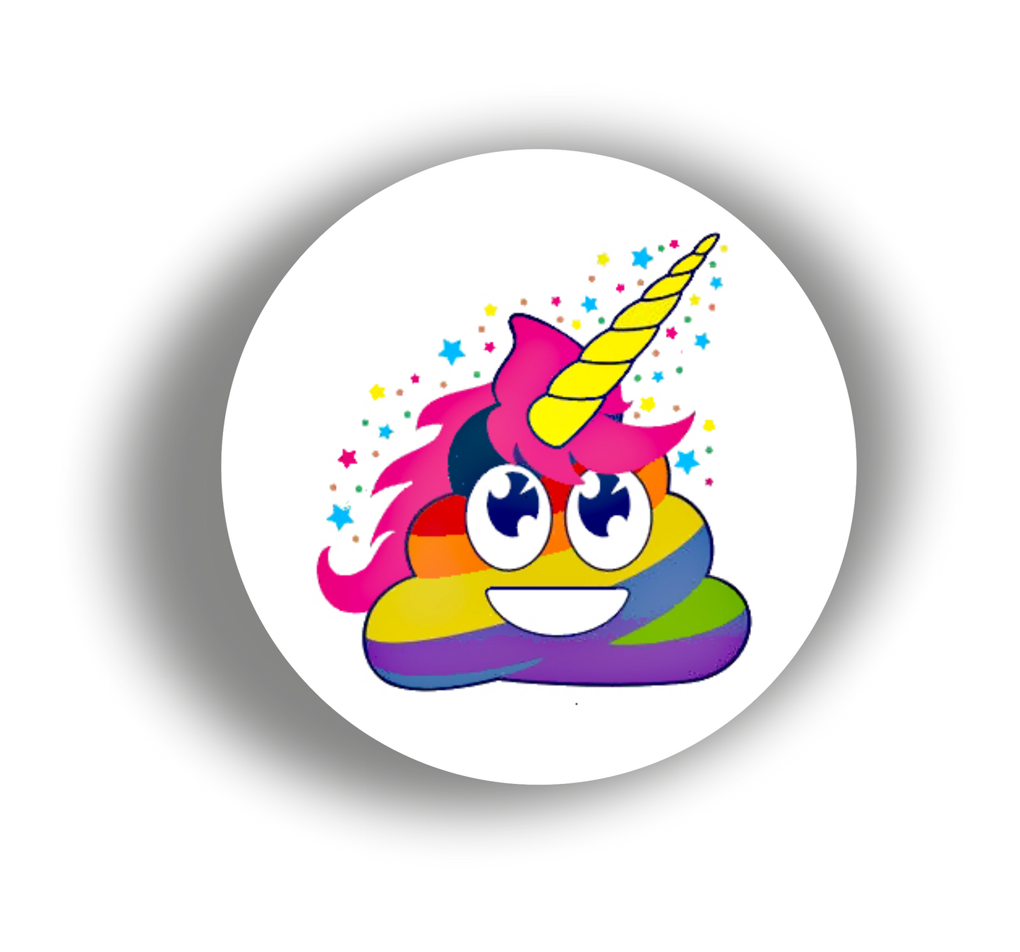 Autoaufkleber - Einhorn - Rund- Regenbogen - Shit happens - Märchen - Kinder - bunt - Phantasie - Fantasy