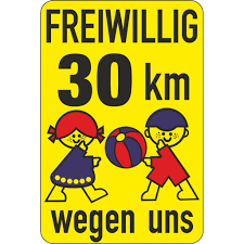 Autoaufkleber - Achtung - Kinder - 30kmH- freiwillig - Verkehr - Warnung - Hinweise - Regeln - Schilder