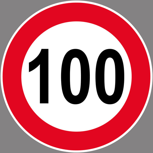Autoaufkleber -100kmH Höchstgeschwindigkeit- Rot-  Warnung - Hinweise - Regeln - Schilder