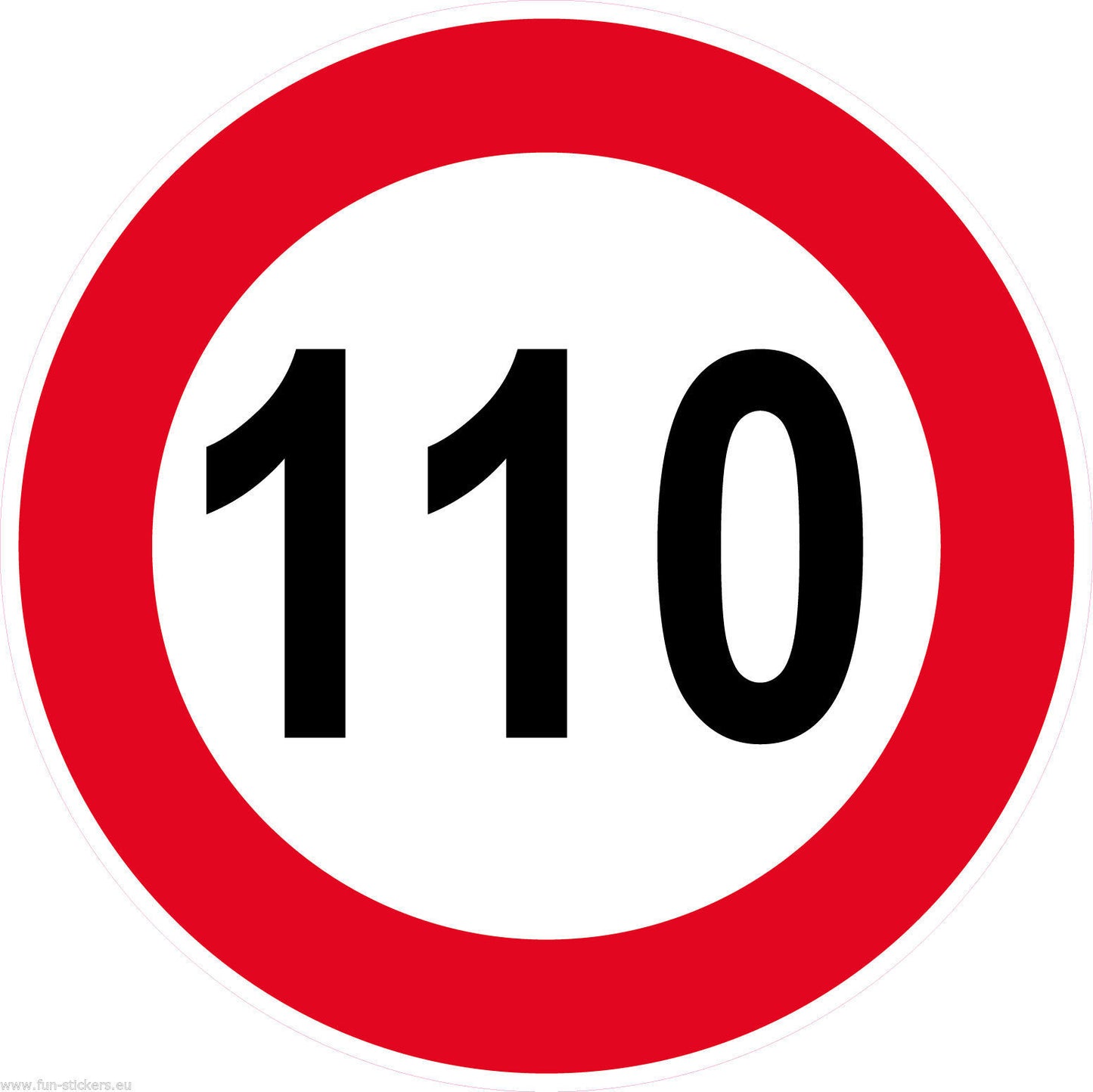 Autoaufkleber -110kmH Höchstgeschwindigkeit- Rot-  Warnung - Hinweise - Regeln - Schilder