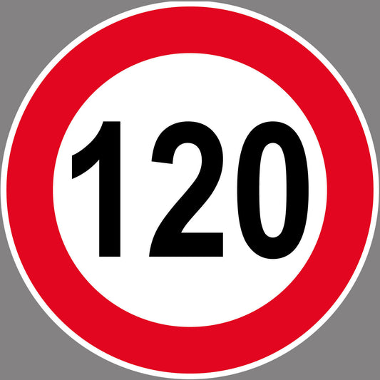 Autoaufkleber -120kmH Höchstgeschwindigkeit- Rot-  Warnung - Hinweise - Regeln - Schilder