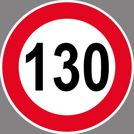Autoaufkleber -130kmH Höchstgeschwindigkeit- Rot-  Warnung - Hinweise - Regeln - Schilder