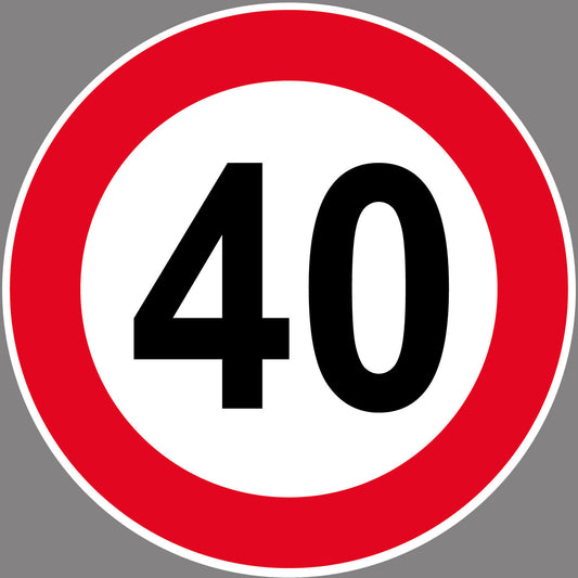 Autoaufkleber -40kmH Höchstgeschwindigkeit- Rot-  Warnung - Hinweise - Regeln - Schilder