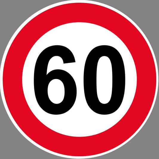 Autoaufkleber -60kmH Höchstgeschwindigkeit- Rot-  Warnung - Hinweise - Regeln - Schilder