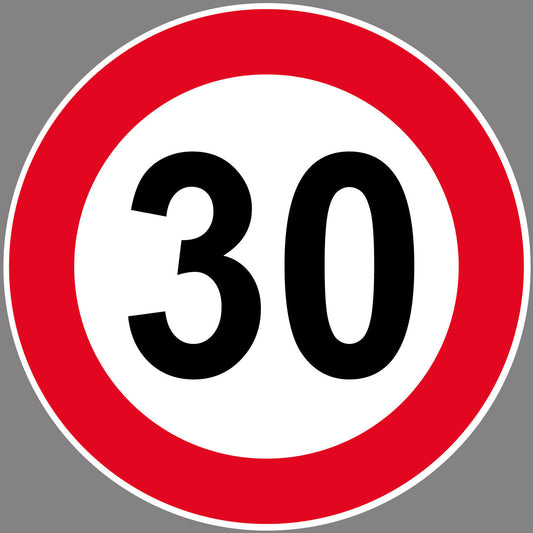 Autoaufkleber -30kmH Höchstgeschwindigkeit- Rot-  Warnung - Hinweise - Regeln - Schilder