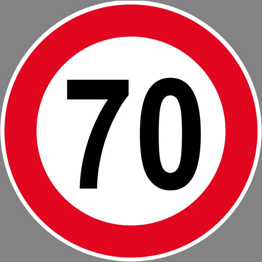 Autoaufkleber -70kmH Höchstgeschwindigkeit- Rot-  Warnung - Hinweise - Regeln - Schilder