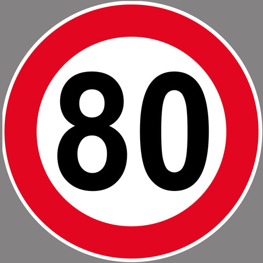 Autoaufkleber -80kmH Höchstgeschwindigkeit- Rot-  Warnung - Hinweise - Regeln - Schilder