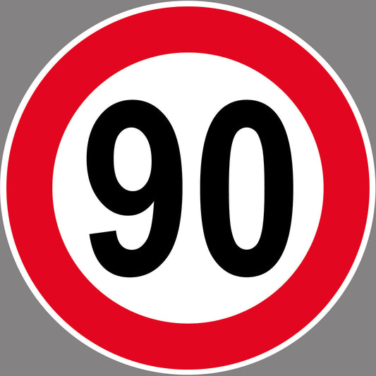 Autoaufkleber -90kmH Höchstgeschwindigkeit- Rot-  Warnung - Hinweise - Regeln - Schilder