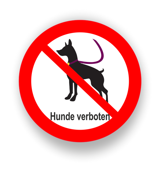 Autoaufkleber Hunde - Warnung - Sicherheitshinweis - Hunde verboten - rund