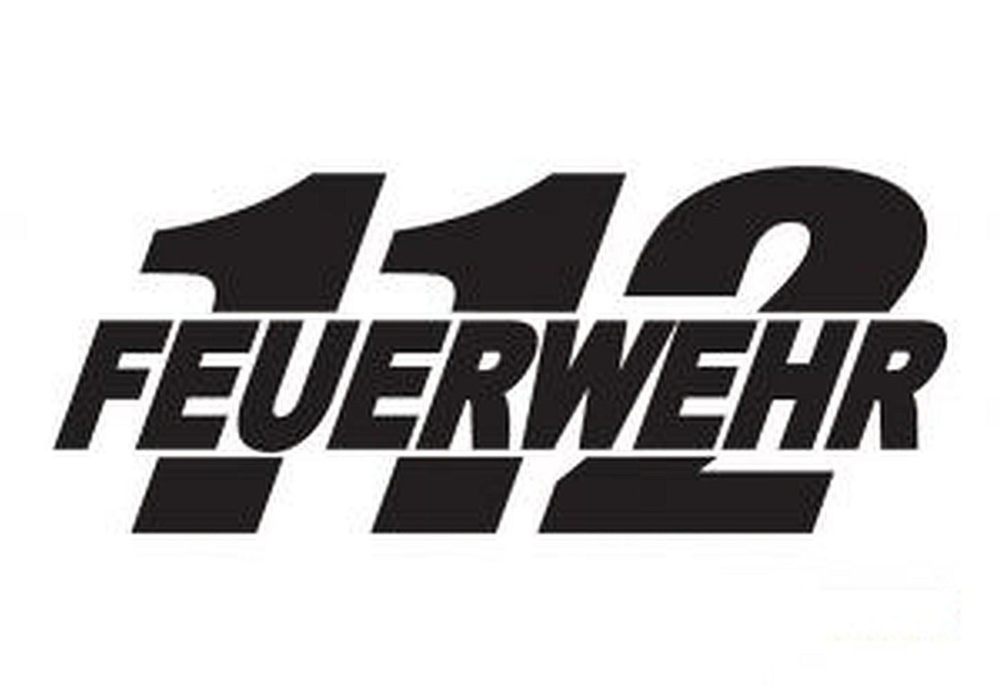 Das Bild zeigte eine entgitterte, schwarze Schrift (d.h. Schrift ohne Hintergrund). Es steht dort eine 112 welche unterbrochen wird durch den Schriftzuf Feuerwehr.