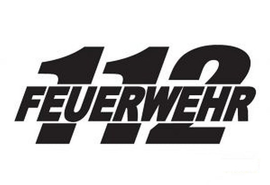 Das Bild zeigte eine entgitterte, schwarze Schrift (d.h. Schrift ohne Hintergrund). Es steht dort eine 112 welche unterbrochen wird durch den Schriftzuf Feuerwehr.