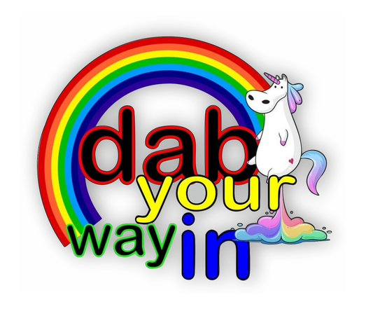 Autoaufkleber - Einhorn - Regenbogen - dab your way in - Märchen - Kinder - bunt - Phantasie - Fantasy