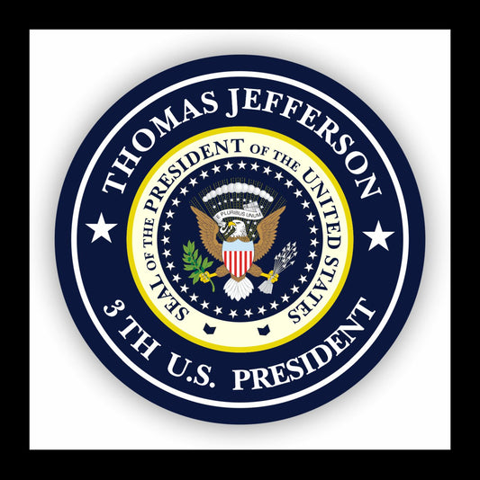 Autoaufkleber - Thomas Jefferson - 3th U.S. President  - USA - Präsident - Seal
