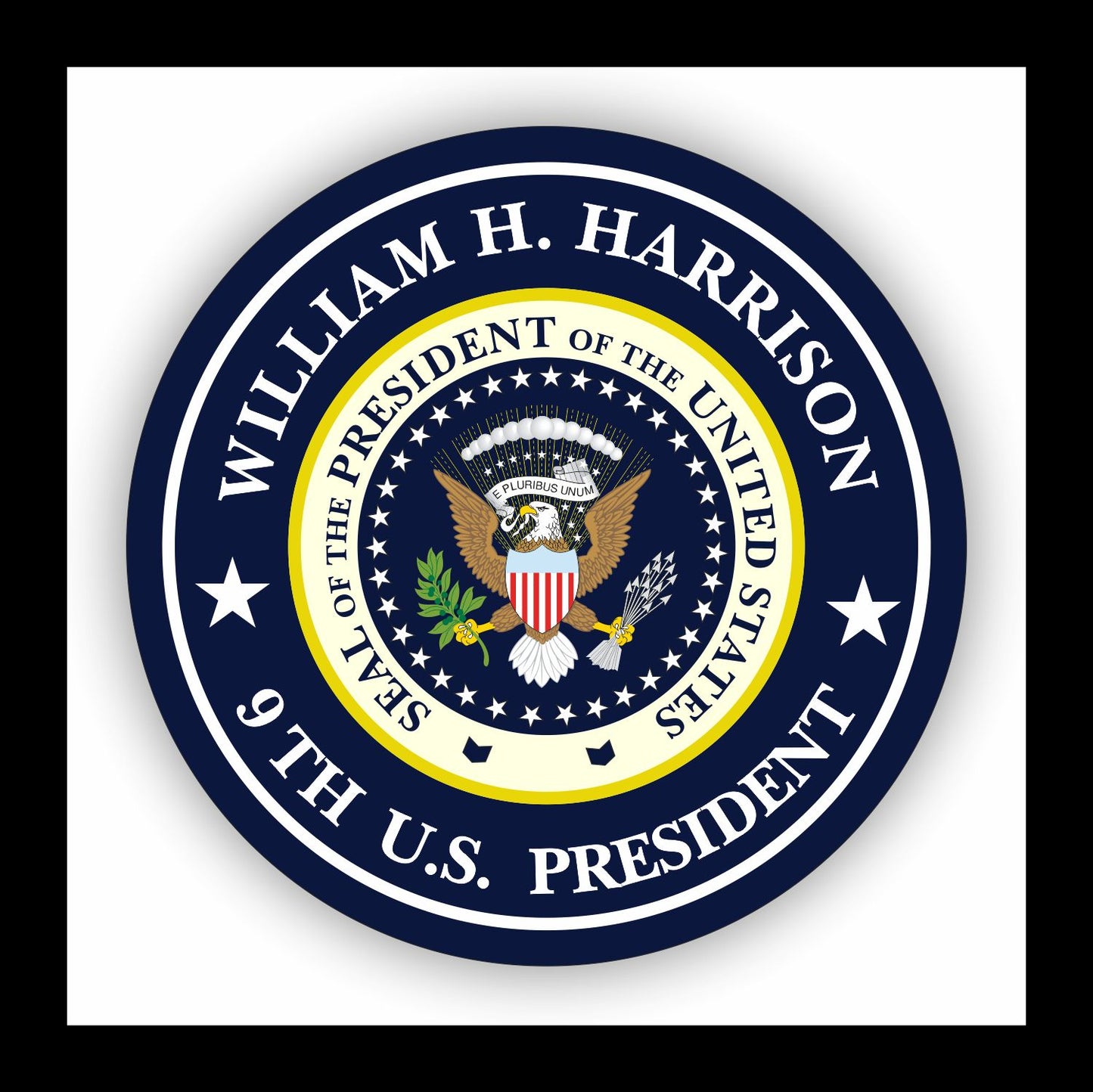 Autoaufkleber - William H. Harrison - 9th U.S. President  - USA - Präsident - Seal