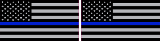 Autoaufkleber - 2er SET - Polizei, Police - Thin Blue LINE Polizei USA Fahne Flagge